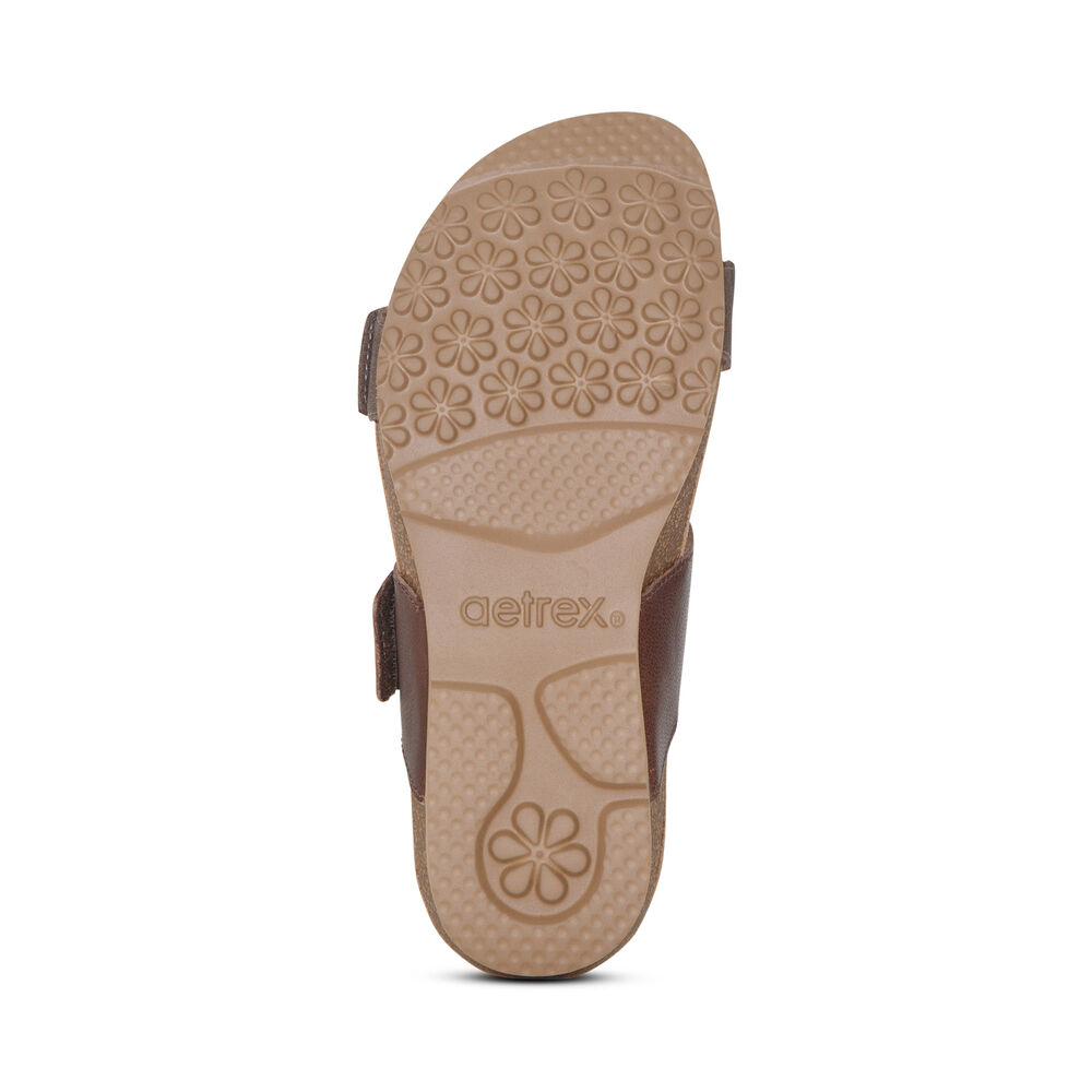 Aetrex Women's Daisy Adjustable Slippers - Brown | USA V1G56XP